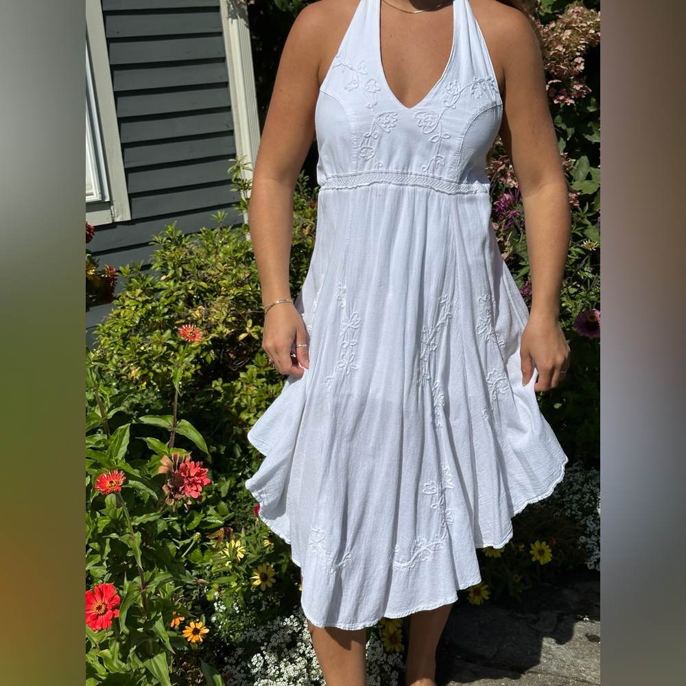 White Halter Dress